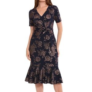 NWT London Times Navy & Gold Dress 6P
